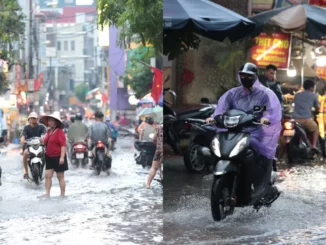 Ảnh: Mưa lớn khiến đường phố Hà Nội ngập sâu ngày cuối tuần, hàng loạt phương tiện chế.t máy