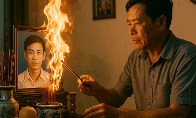 Giỗ 49 ngày cho chàng trai trẻ, ông trưởng thôn đến thắp hương sớm nhất thì bàn thờ bỗng bốc cháy Giỗ 49 ngày cho chàng trai trẻ, ông trưởng thôn đến thắp hương sớm nhất thì bàn thờ bỗng bốc cháy