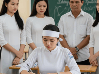 Nữ sinh đội khăn tang đi thi – câu chuyện phía sau khiến cả trường rơi lệ…