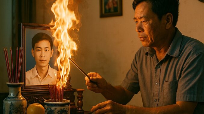 Giỗ 49 ngày cho chàng trai trẻ, ông trưởng thôn đến thắp hương sớm nhất thì bàn thờ bỗng bốc cháy Giỗ 49 ngày cho chàng trai trẻ, ông trưởng thôn đến thắp hương sớm nhất thì bàn thờ bỗng bốc cháy