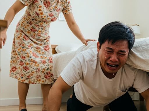 Anh vừa bước vào phòng ngủ thì bỗng khựng lại, ánh mắt dán chặt vào gầm giường
