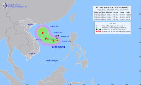 Áp thấp nhiệt đới mạnh thành bão số 1 năm 2025